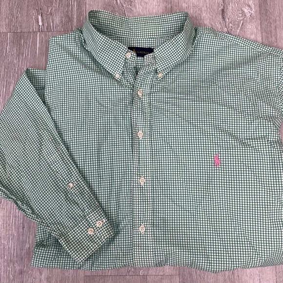 Ralph Lauren Long and Tall Men's Green Checkered Shirt 19 36/37 TALL - Picture 5 of 6